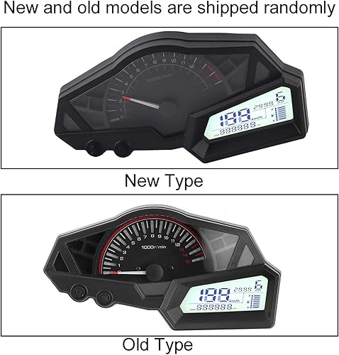 Miniatura 5 de Acouto Velocímetro de motocicleta para 300 6 engranajes LCD motocicleta odómetro tacómetro velocidad medidor de combustible 15000RPM 0.0-123.7 mi/h