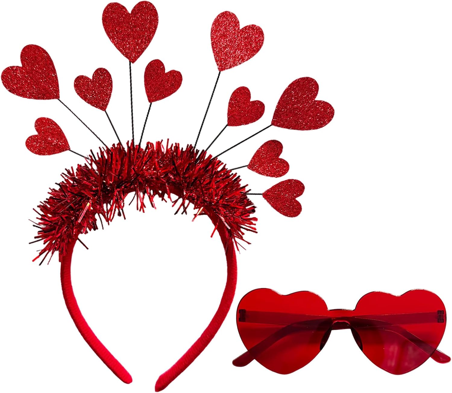 Valentine Heart Headband,Red Heart Shape Glasses,Love Romantic Costume Dress-Up for Wedding,Birthday Party,Anniversary