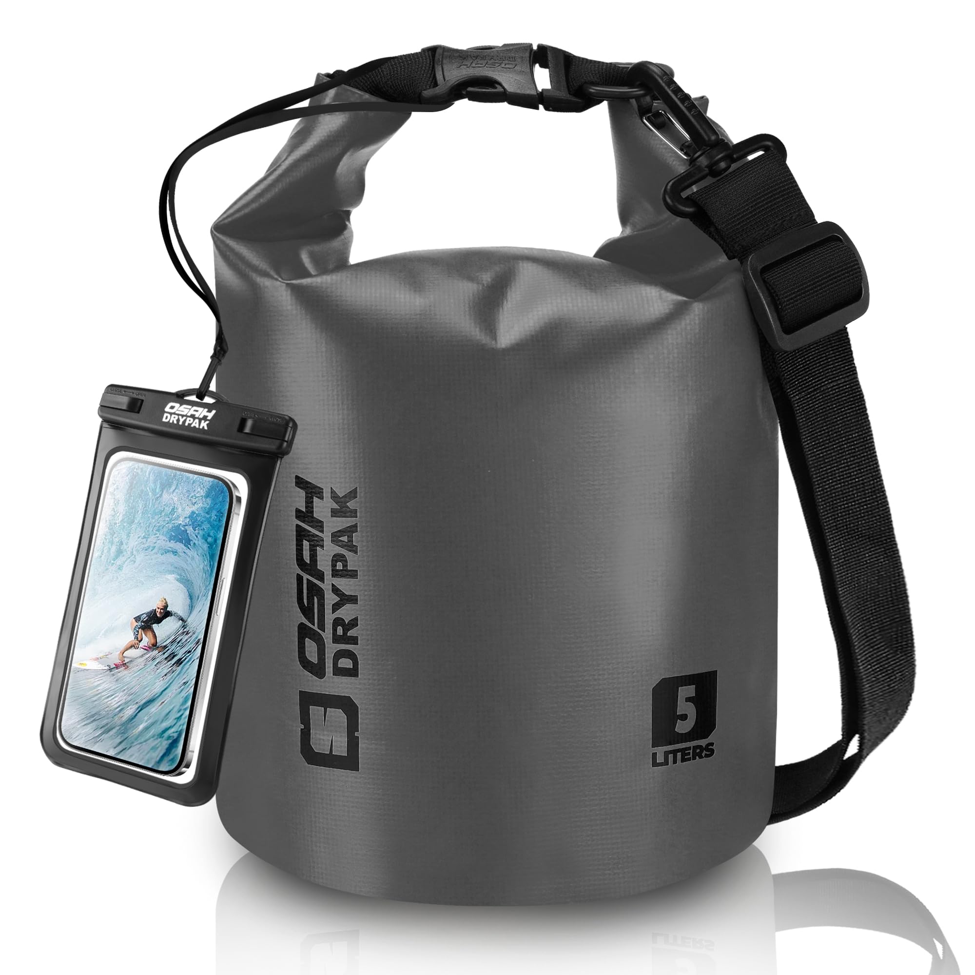 OSAH DRYPAK Dry Bag wasserdichte Tasche 5L/10L/20L/30L/40L Drybag Rucksack Wasserdicht Beutel mit Schultergurt und Wasserfester Handyhülle für Wassersport, Kajakfahren, Bootfahren, Camping