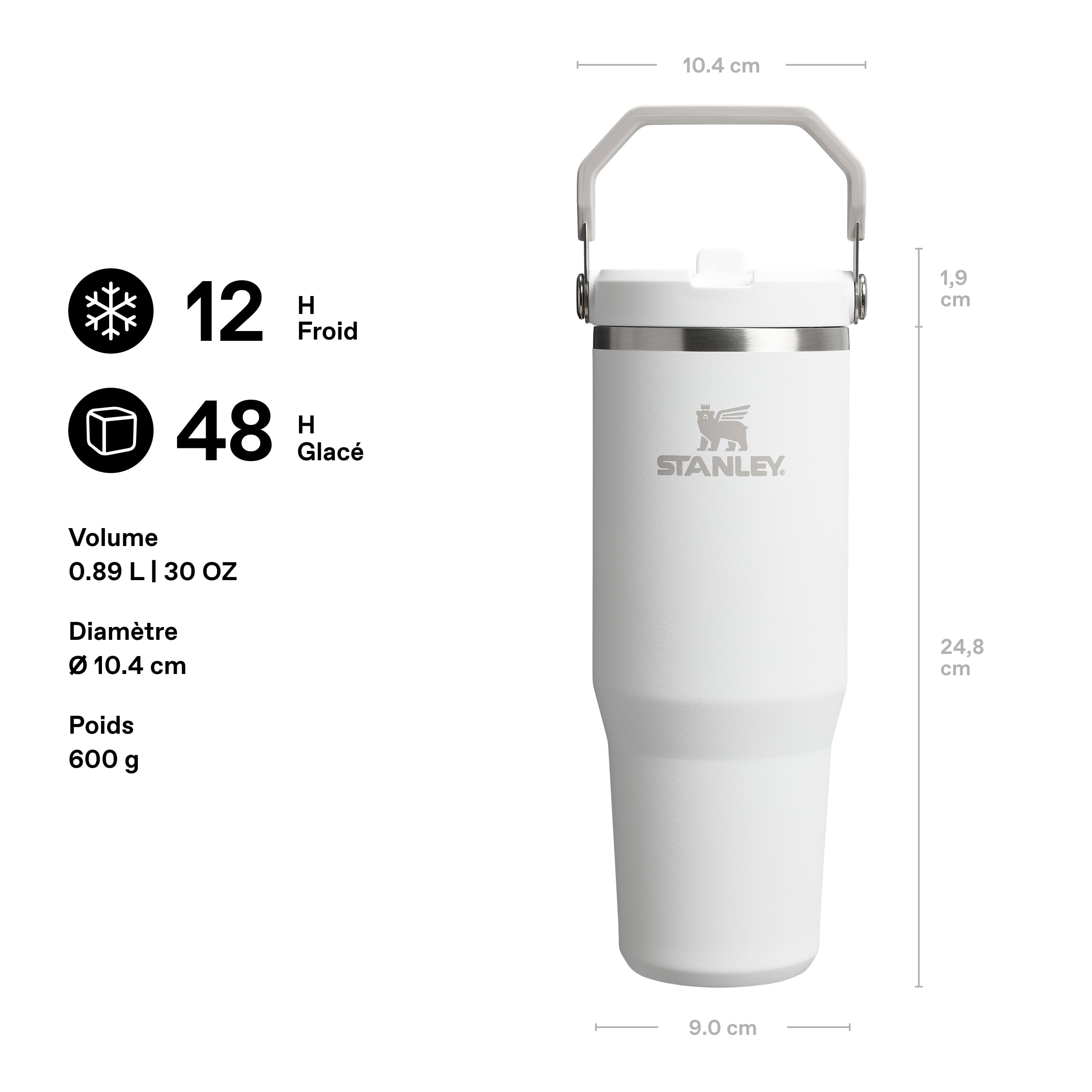 Stanley Flip Straw Tumbler 1.0 Gourde Avec Paille 0.89L - Froid Pendant 12 Heures - Gourde Isotherme - Sans BPA - Thermos Facile à Transporter - Va au Lave-Vaisselle - Frost