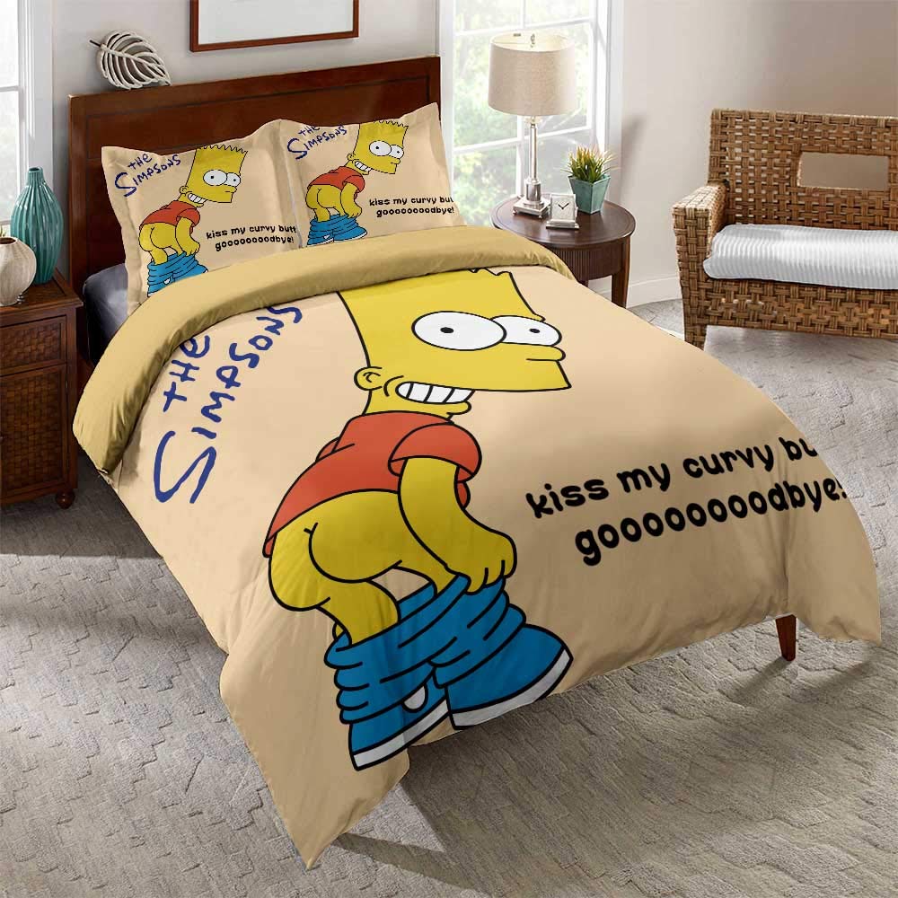EU-VV 2 Person Bedding Set,The Simpsons ?3 Piece Bed Set Duvet Cover & Pillowcases Soft Microfiber Hypoallergenic (Double(200x200cm),Assen Clan 04)