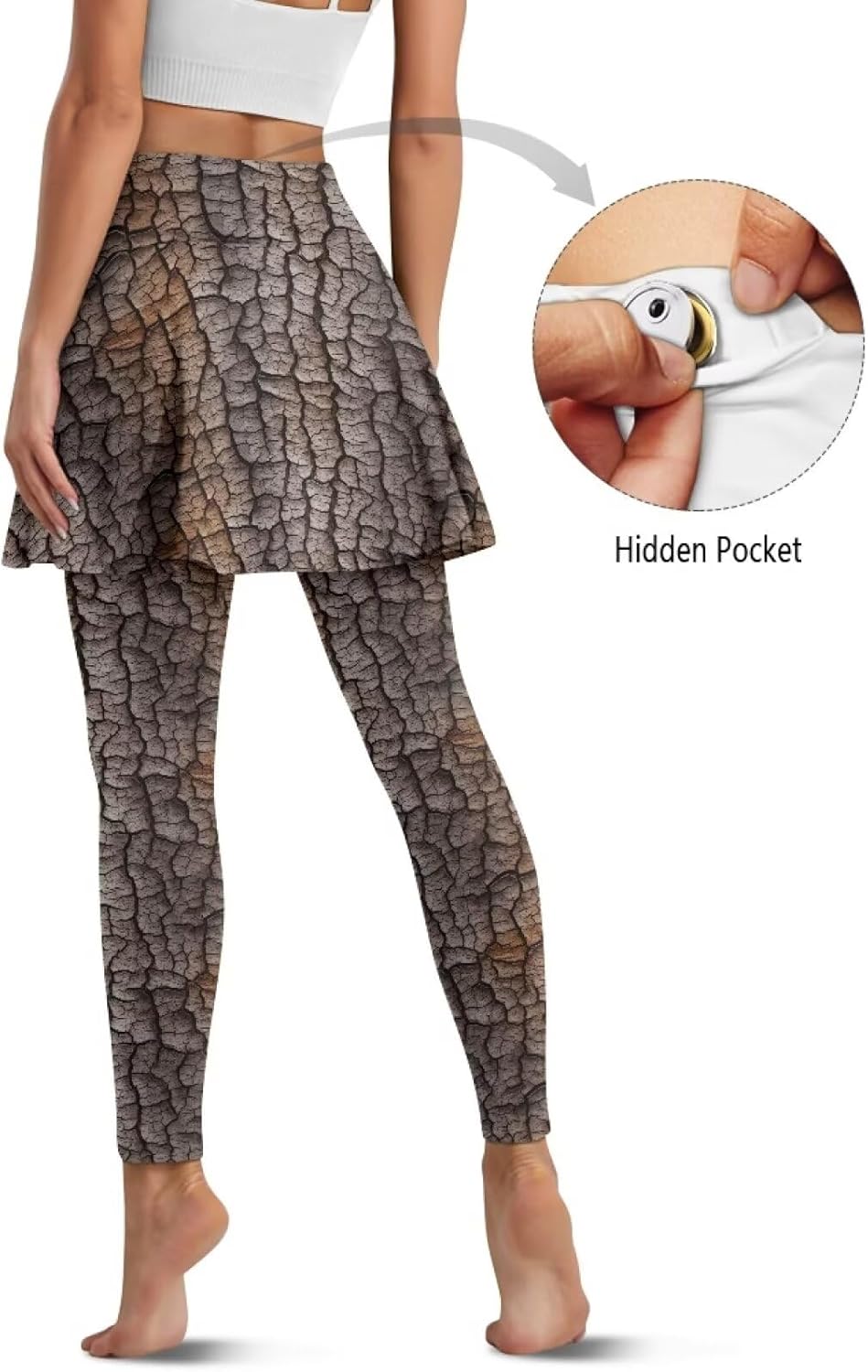 Tree Bark Women Skirt Leggings Colorful Butterfly Tennis Tights Skirts White Cosmos Flower Running Trousers XS-3XL