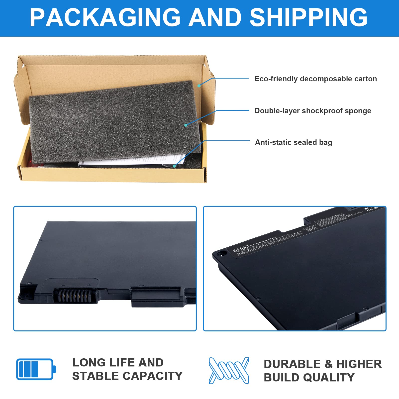 ASUNCELL CS03XL Batteria per PC portatile per HP Elitebook 745 G3 745 G4 755 G3 755 G4, 840 G3 840 G4 850 G3 850 G4 Series, ZBook 15u G3 Series, CS03XL, HSTNN-I33C-4, HSTNN-I33C-5, 11.4V-46Wh