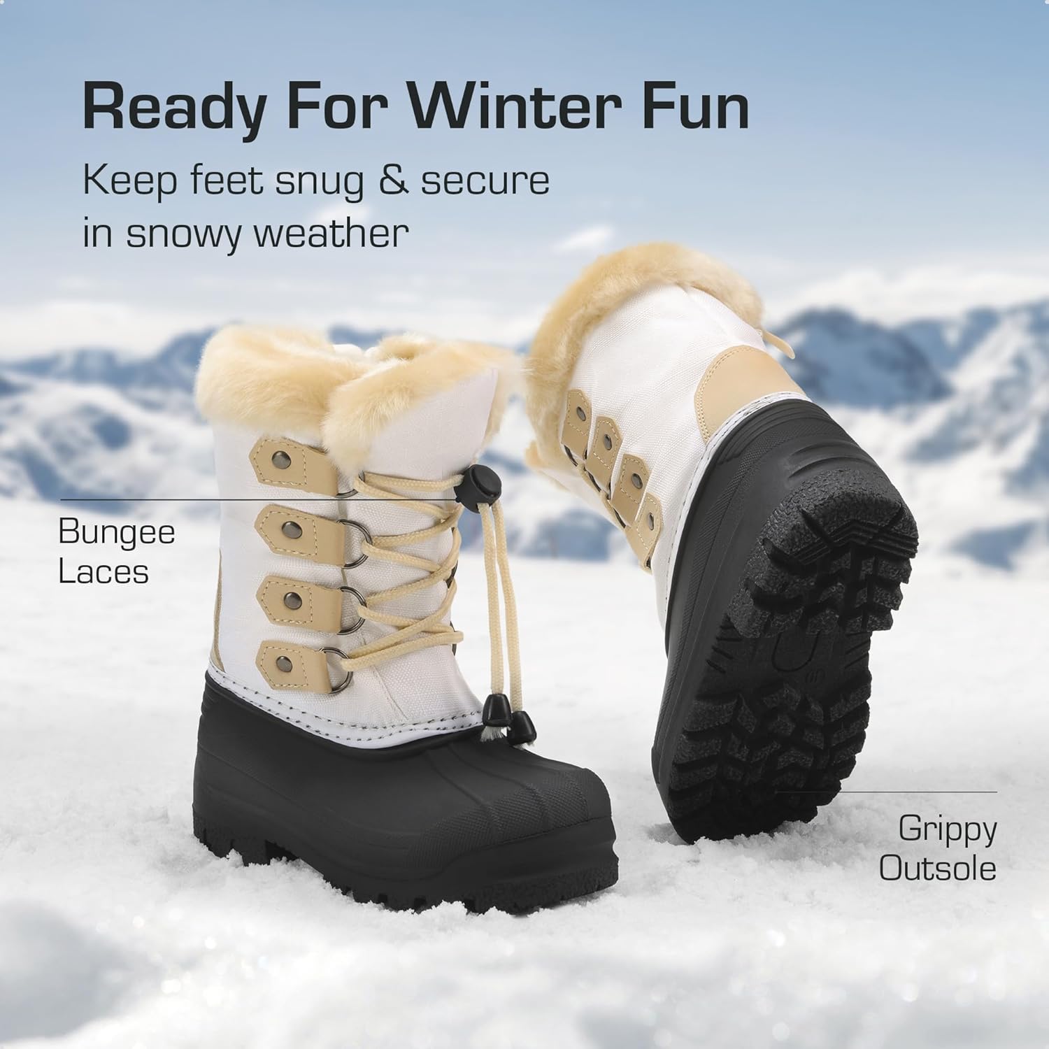 DREAM PAIRS Boys & Girls Waterproof Winter Snow Boots for Little Kid/Big Kid