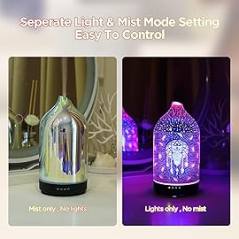 INRORANS 3D Glass owl Aromatherapy Diffuser 160ml ultrasonic Cool Mist Scent Aroma Essential Oil Diffuser Humidifier with Intermittent Mist & LED 7 Colorful Changing Night Light for Bedroom Home