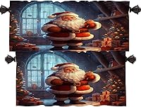 Vista 46 de Shrahala Cenefas de cocina de madera marrón con tablones vintage, panel de media ventana, tratamiento de ventana multicapa de poliéster opaco