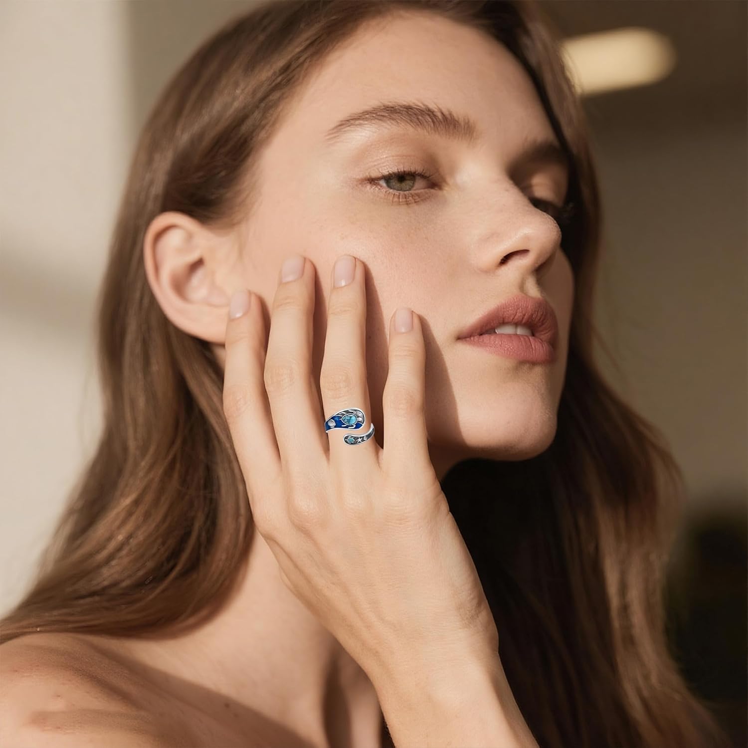 MONGAS Turtle Ring Sterling Silver Created Turquoise Adjustable Spoon Ring Ocean Sea Turtle Jewelry Gifts for Women - Image 3