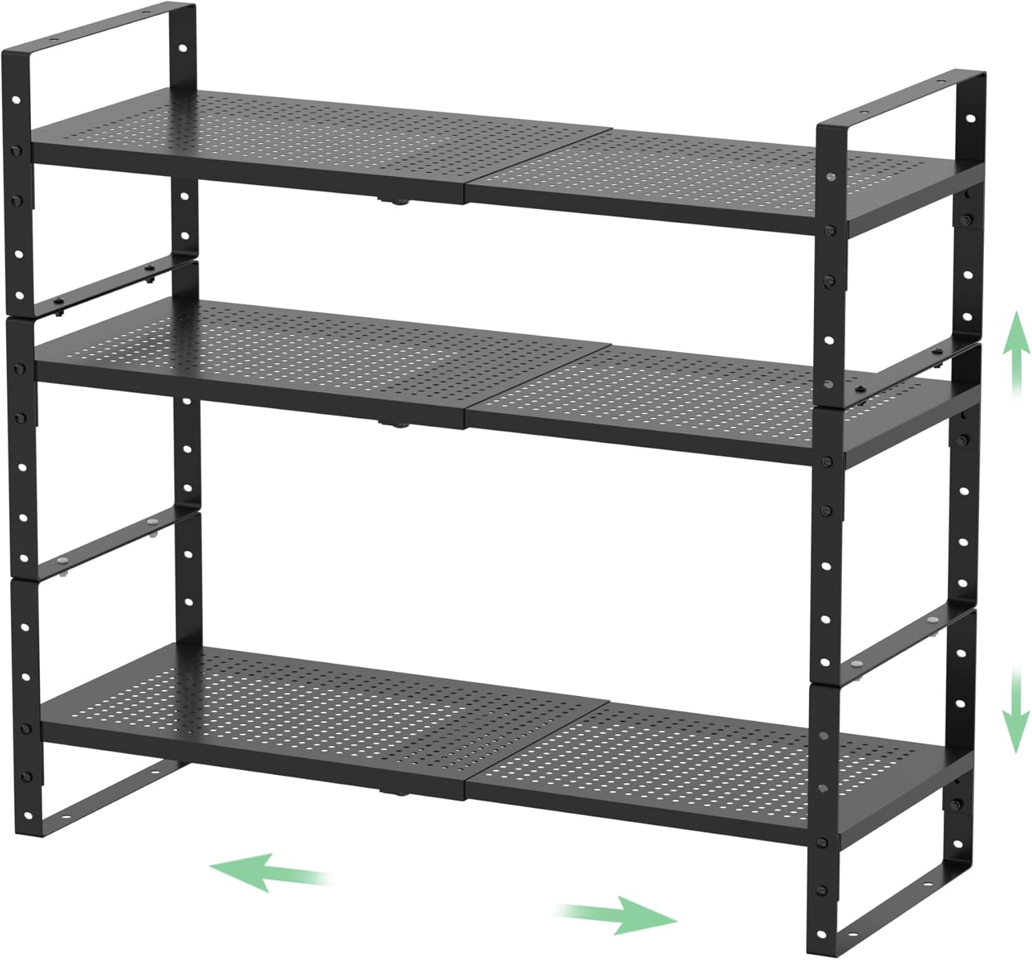 Multi-Functional Expandable 16.5-27" W Metal Storage & Shoe Rack, Space-Saving, Shoe Rack with Borders. for Kitchen, Entryway, Closet or Office - Heavy-Duty Steel Construction