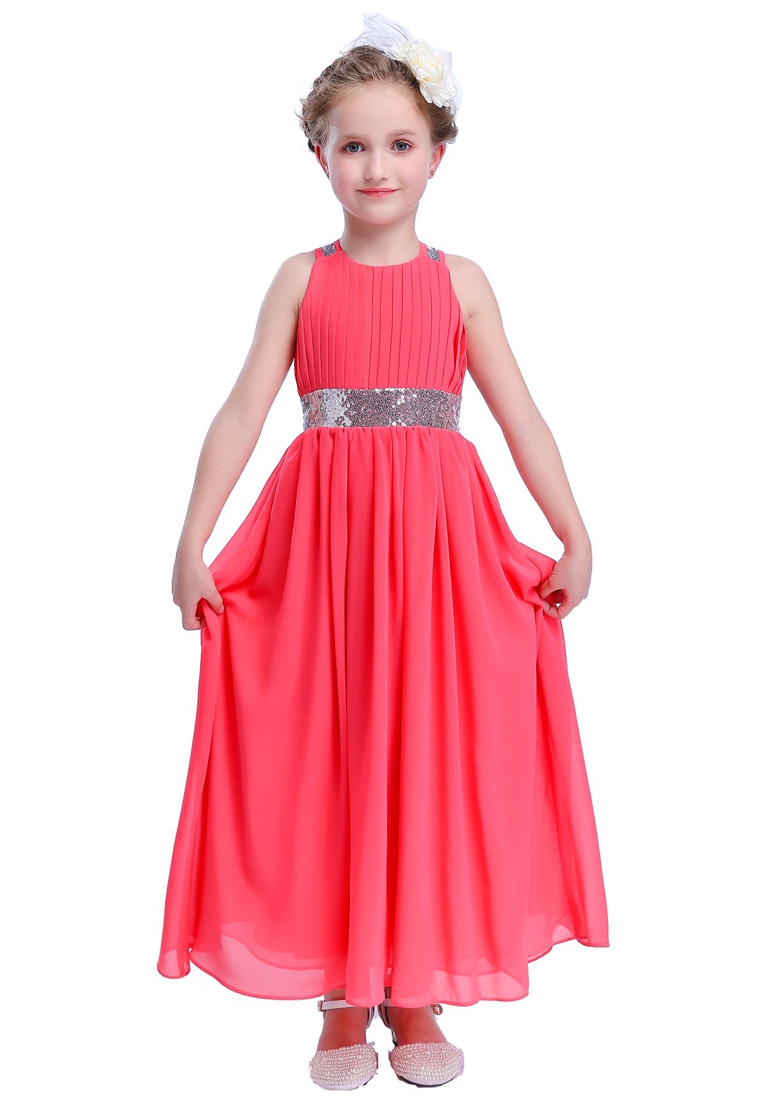 Happy Rose Bling Bling Sequins Chiffon Girls Dress