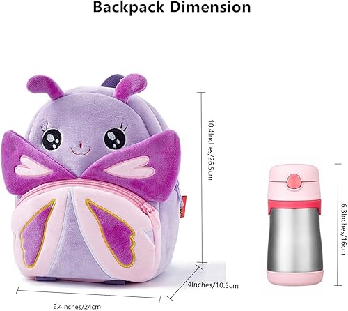 Miniatura 5 de NICE CHOICE Linda mochila para niños pequeños, mini bolsa de viaje de dibujos animados de animales de peluche para bebés, niñas y niños de 2 a 6