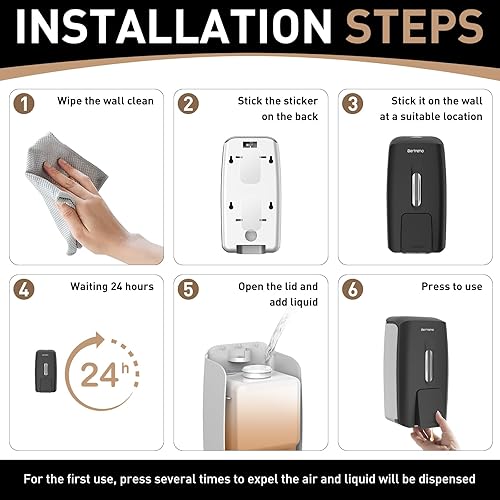 Miniatura 7 de Dispensador de jabón comercial de montaje en pared, dispensador de jabón de manos de 27.1 fl oz, dispensador de desinfectante de manos líquido de