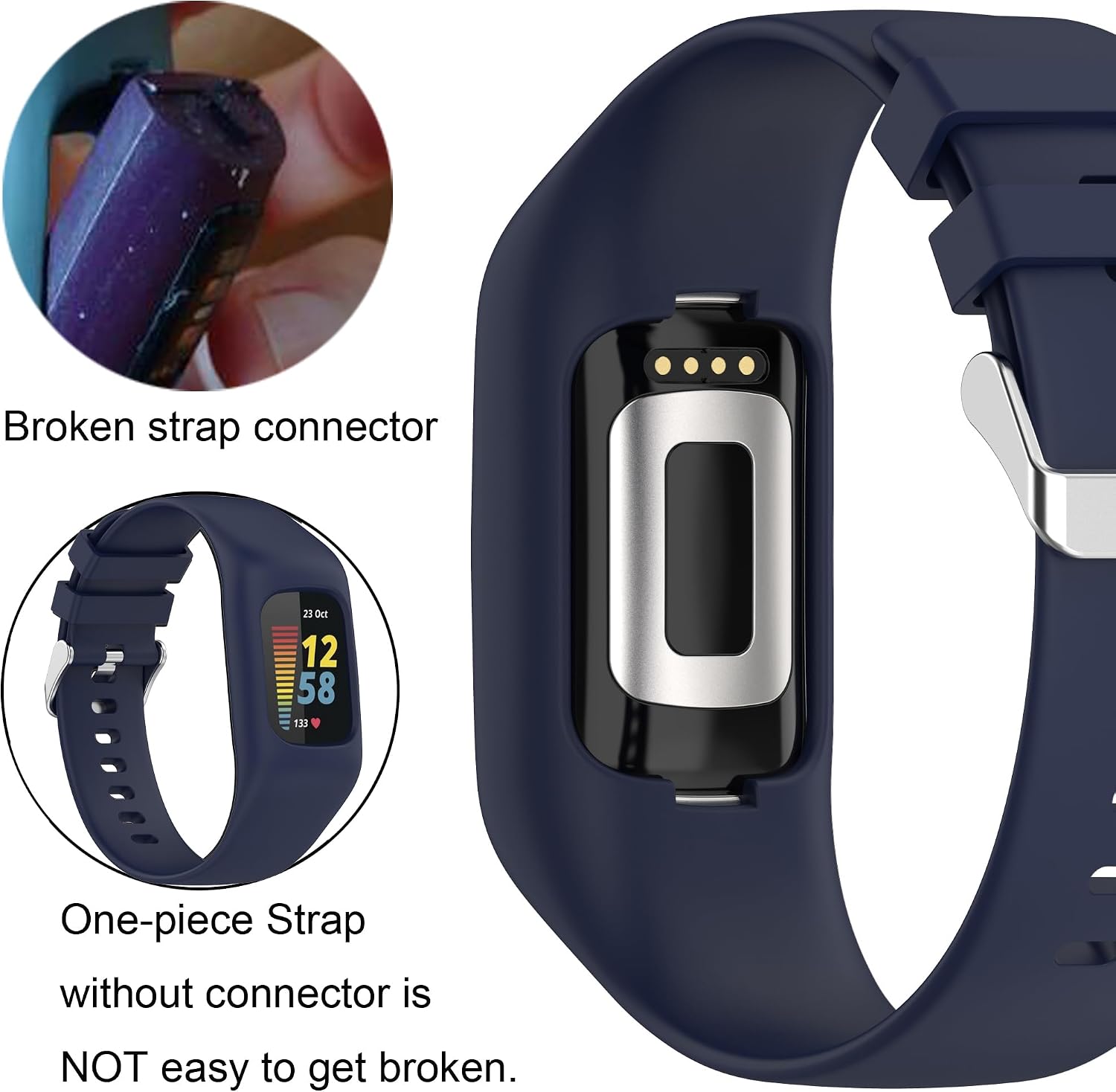 Silicone Sport Band Compatible with Fitbit Charge 6/Charge 5 Band with Case for Soft Silicone Strap with Shatter-Resistant Protective for Charge 5/Charge 4/3 Advanced Fitness Tracker
