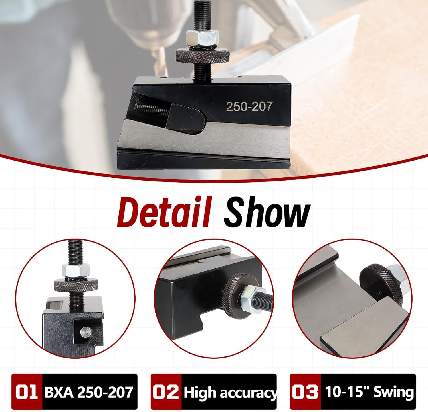 findmall BXA #7 250-207 Quick Change Post Universal Parting Blade Tool Holder Fit for 10-15" Swing Dia BXA Tool Holder