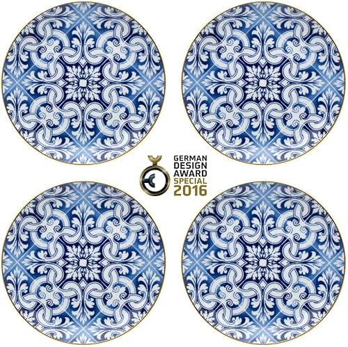 Vista Alegre Plato de postre de porcelana Transatlântica - Juego de 4