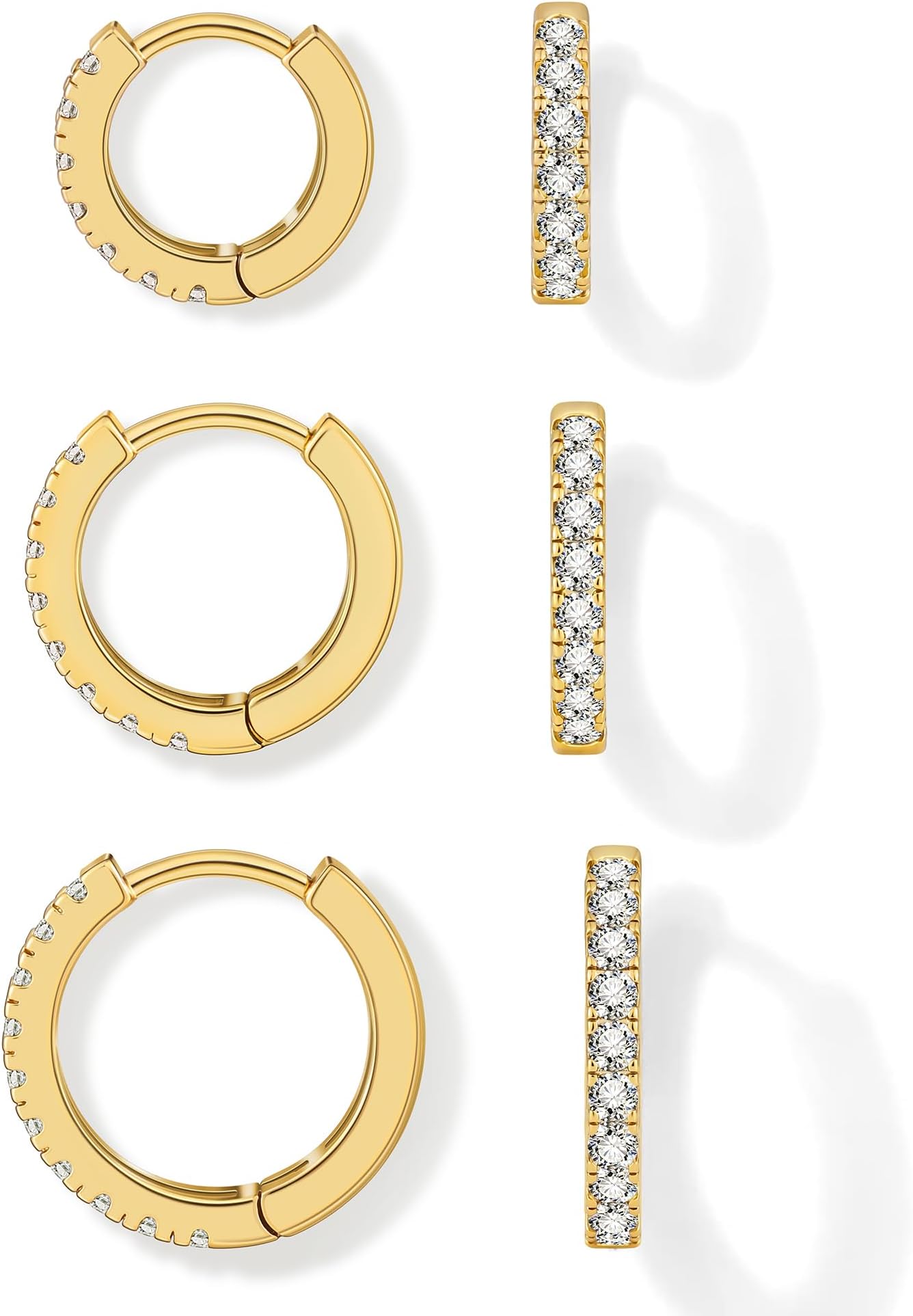 3 Pairs Small Hoop Earrings Tiny Cartilage Earrings for Women Cubic Zirconia Earrings Huggie Hoop Ear Piercing Earrings for Men 8mm 10mm 12mm