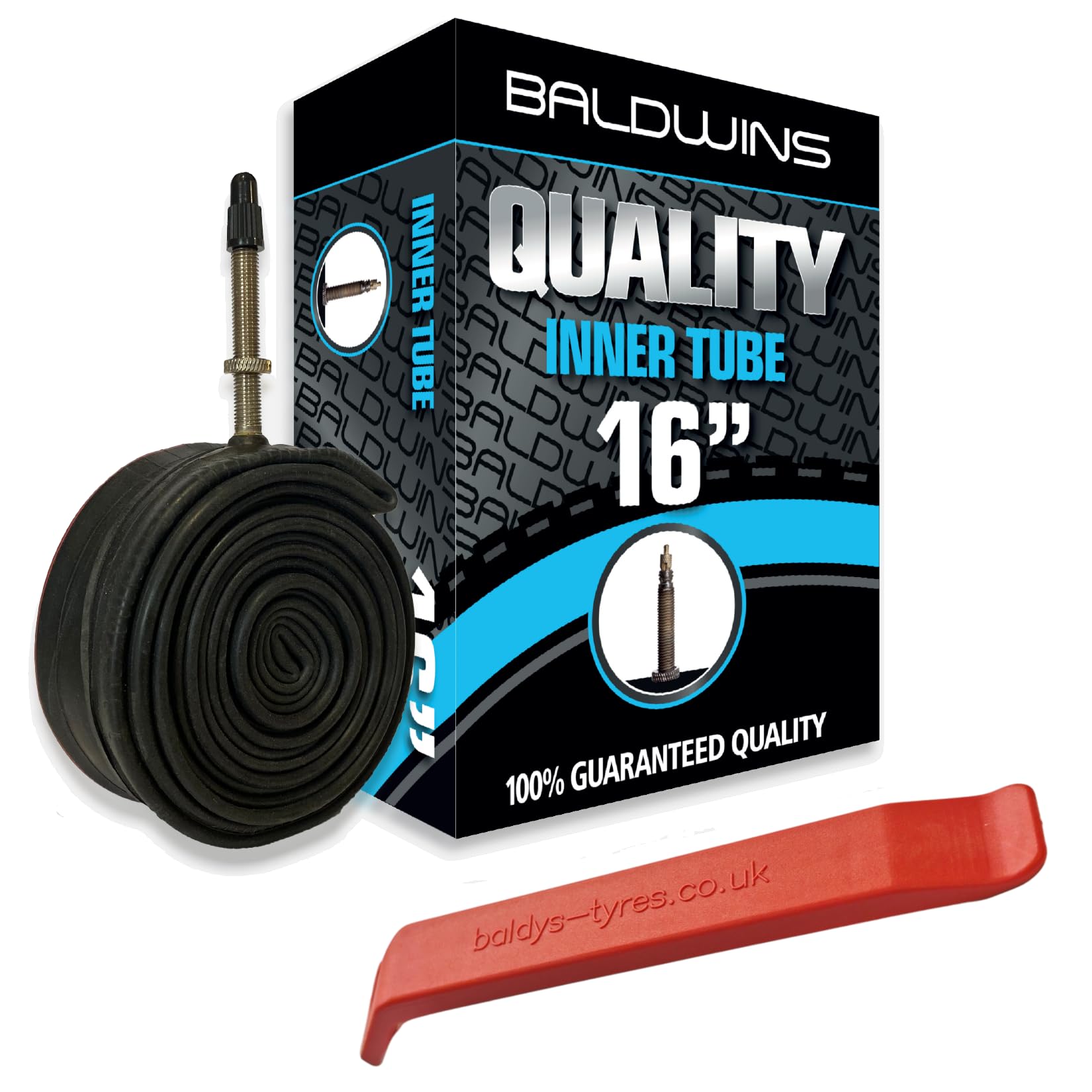 Baldwins Bike Inner Tube 16 x 1-3/8 Presta Valve & BALDY'S TYRE LEVER
