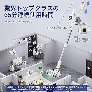 掃除機 コードレスAI汚れ自動検知 55Kpa超強力吸引65分連続稼働 自立式 Amazon | 掃除機 コードレス【史上初の革新！AI汚れ自動検知