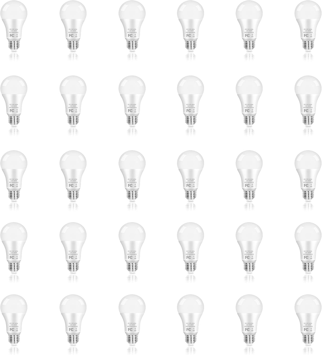 PARTPHONER A19 LED Light Bulb, 100 Watt Equivalent LED Bulbs, 13W Daylight White 5000K, 1500LM, E26 Standard Base Non-Dimmable White LED Light Bulb, CRI 85+, 30-Pack