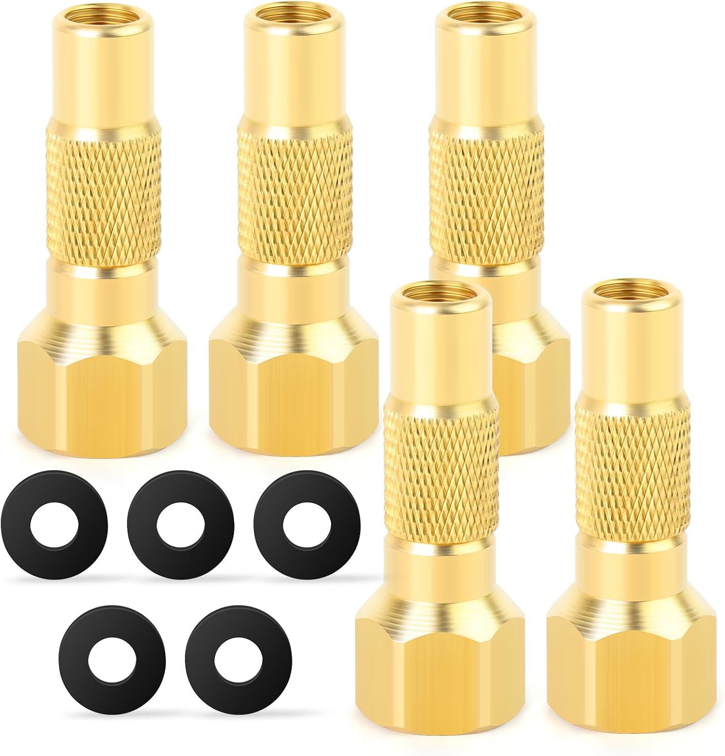 5PCS Brass 1/4" FNPT Heavy Duty Screw on Tire Air Chuck, Twist-on Chucks, for Tire Inflator Gauge, Compressor Accessories