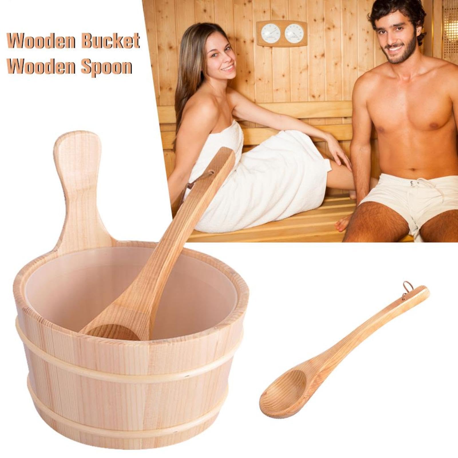 Set di mestoli per sauna, 1 l, in legno, accessorio rustico per spa | grande capacità, per camera da bagno, per acqua | versamento per casa, regalo benessere per famiglia, genitori,