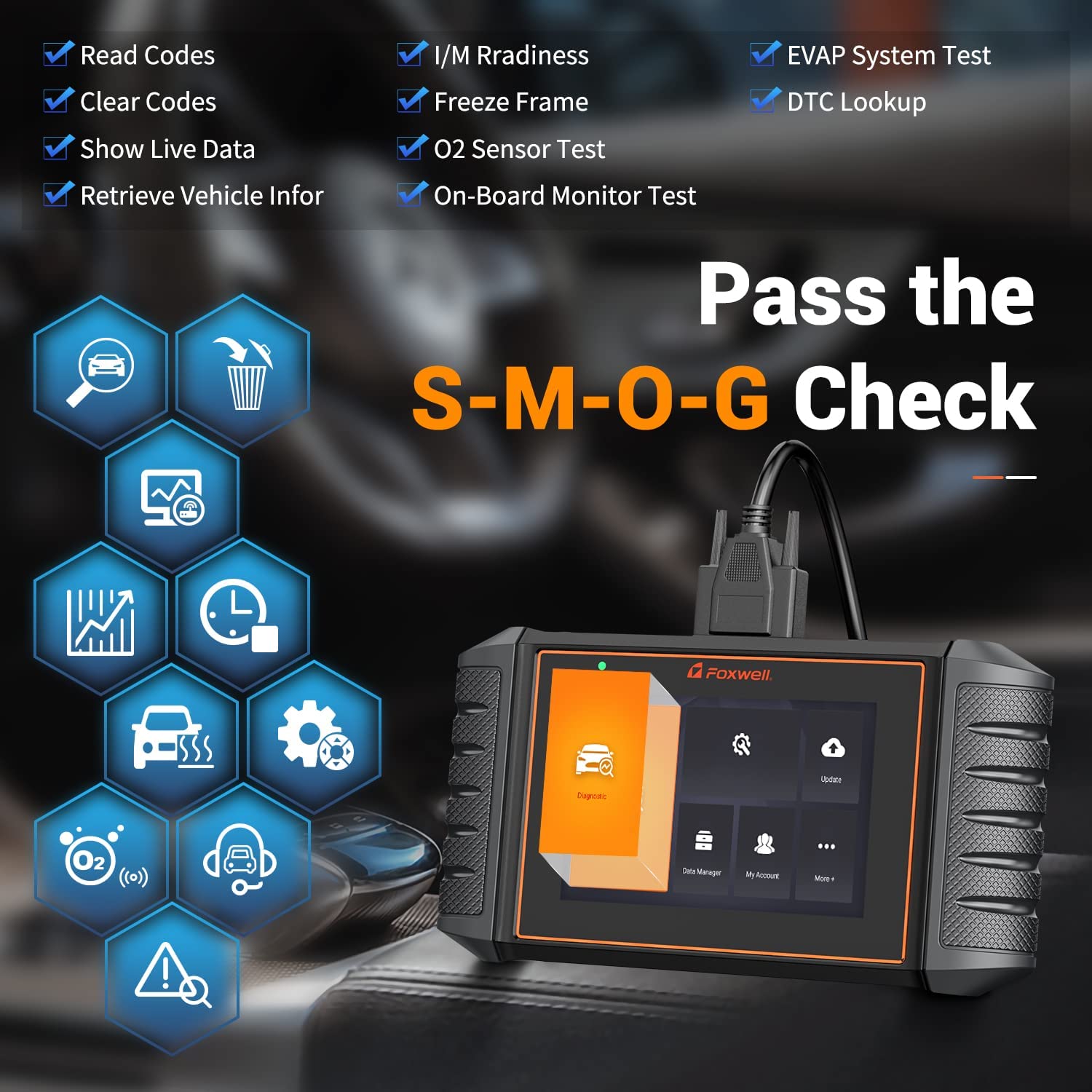 Foxwell NT706 OBD2 Scanner ABS SRS Engine Transmission Code Reader Scan