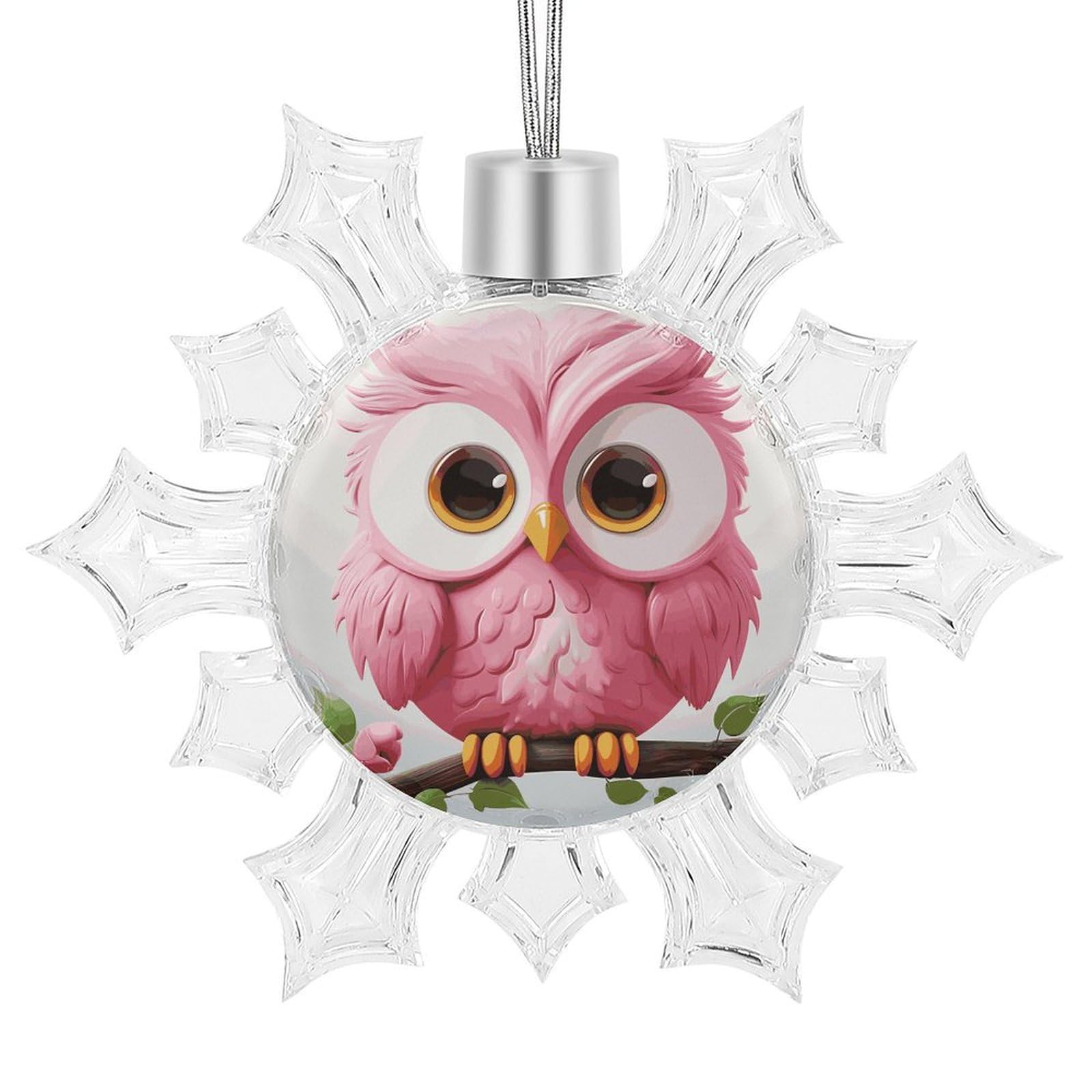 A Pink Owl Snowflake Ornaments Cute Snowflake Pendant Exquisite Christmas Tree Ornaments for Christmas Weddings New Year Birthday Holiday Celebration