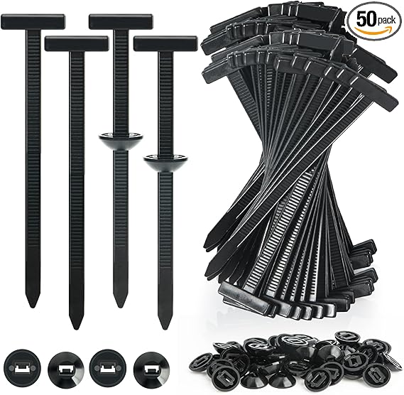 50PCS Nylon Universal Cable Tie Buckle, Self-Locking Retainer Fasteners, Cable Tie Buckle Zip Tie For Bumper Fender License Plate Plastic Panels, Zip Tie Buckles Substitutable Fender Clips ZKENIRD
