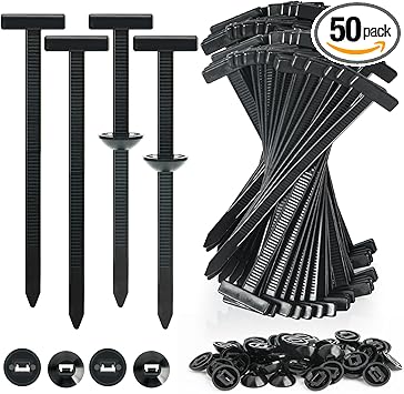 50PCS Nylon Universal Cable Tie Buckle, Self-Locking Retainer Fasteners, Cable Tie Buckle Zip Tie For Bumper Fender License Plate Plastic Panels, Zip Tie Buckles Substitutable Fender Clips ZKENIRD