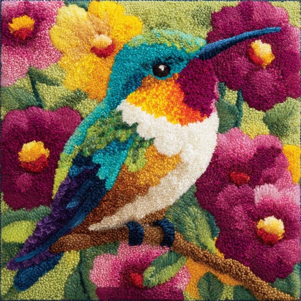 Henypt Cushion Latch Hook Kit,Crochet Kits Flowers and Birds