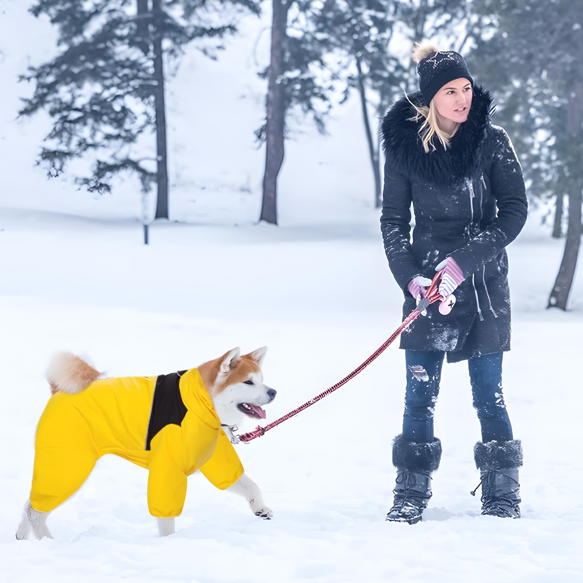 Nicola Dog Raincoat, Pet Waterproof Raincoat with Reflective Adjustable Drawstring Outdoor Dog Raincoat (Yellow) - Image 4