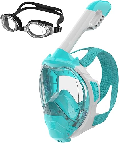 Miniatura 1 de Máscara de esnórquel de cara completa, máscara de esnórquel con soporte de cámara desmontable, vista panorámica de 180 grados, antifugas, equipo de