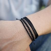 Vista 164 de Handmade Natural Stone Beaded Healing Bracelet Gift for Men Adjustable Rope String Bracelet
