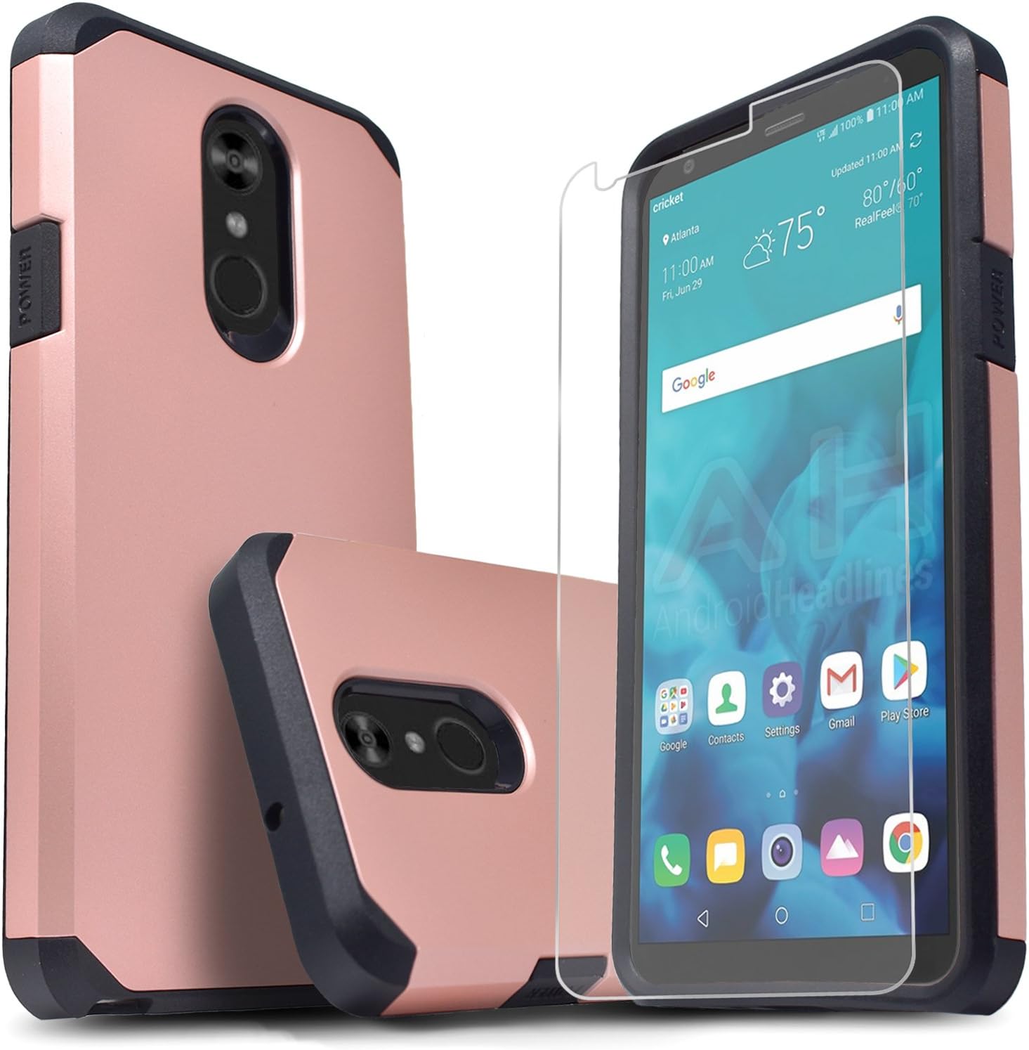 STARSHOP Compatible For -LG Stylo 4 Phone Case, with [Premium HD Screen Protector Included], Shock Absorption Impact Advanced Protective Phone Cover - Rose Gold