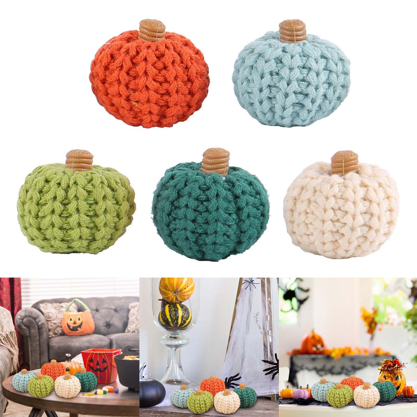 Hxyxbnhno Artificial Pumpkins Crocheted Harvest Fall Thanksgiving Table Decors Small Pumpkin Harvest Miniature Pumpkins, White