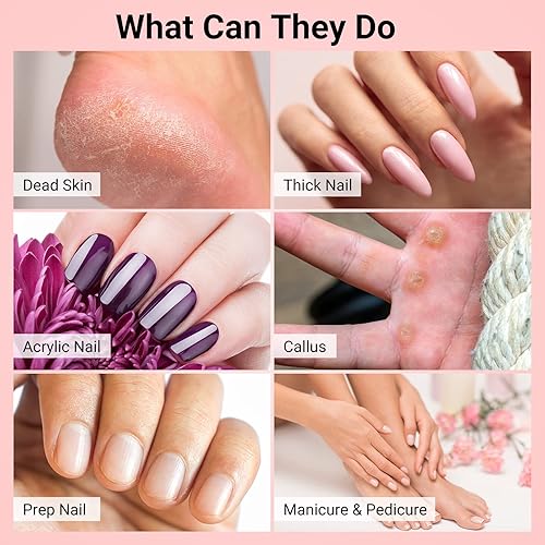 Miniatura 28 de MelodySusie 100 unidades de brocas de uñas, bandas de lijado para taladro de uñas, 120 bandas de lijado de lima de uñas de grano medio para uñas