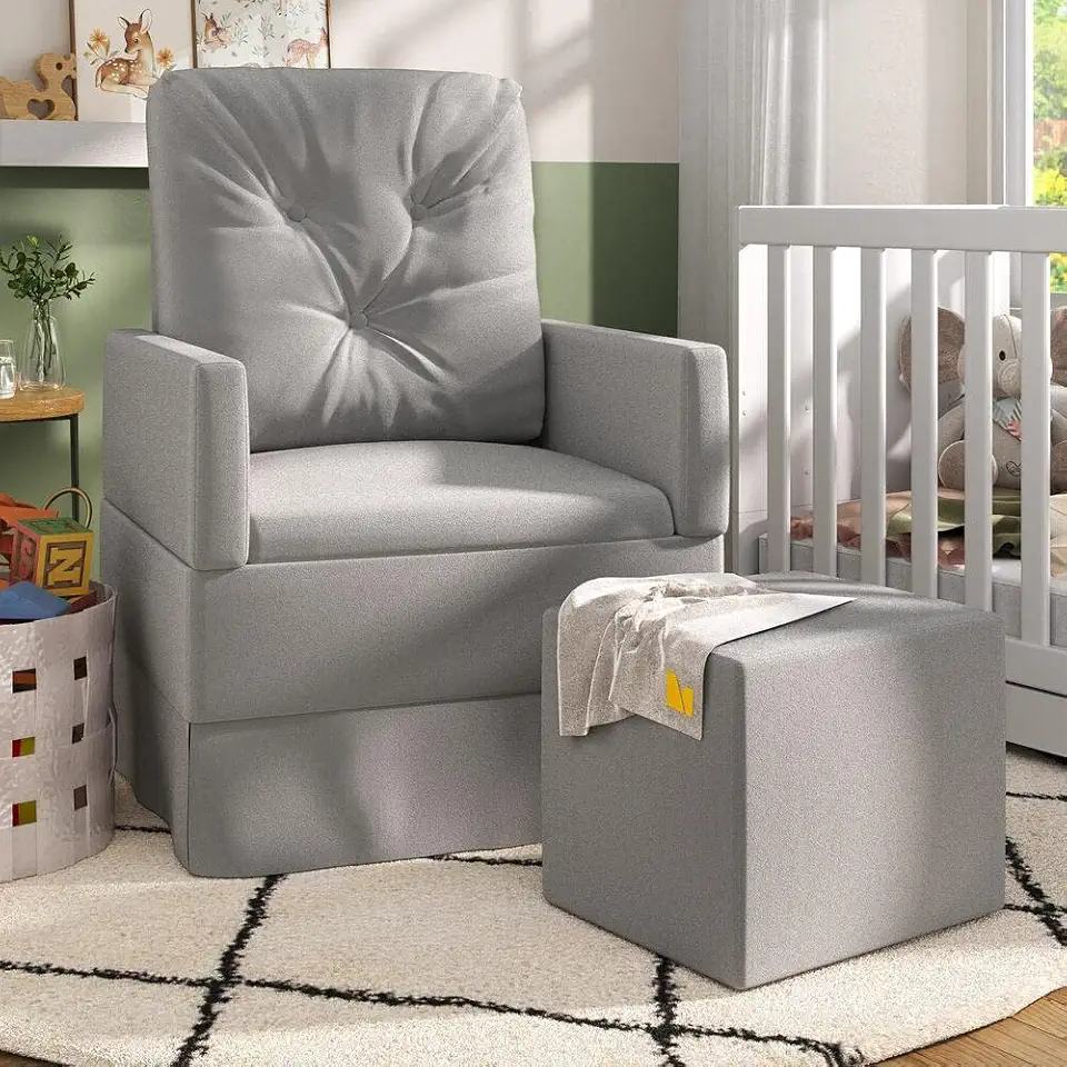 Poltrona de Amamentação com Balanço e Puff Multimóveis Ex4002 Cinza