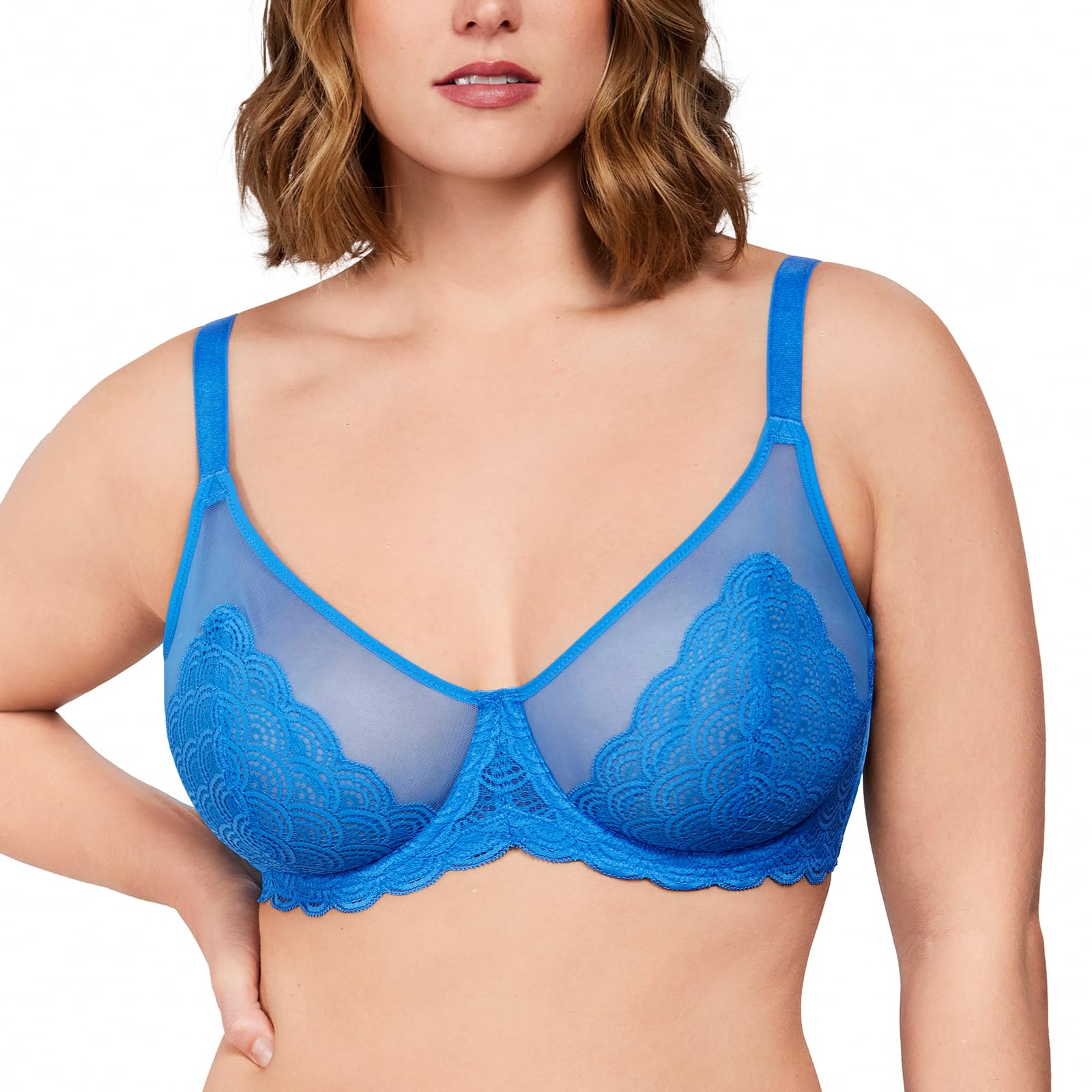 HSIA Minimizer Bra for Women - Plus Size Mermaid Scales Lace Bra Full Coverage for Heavy Breast