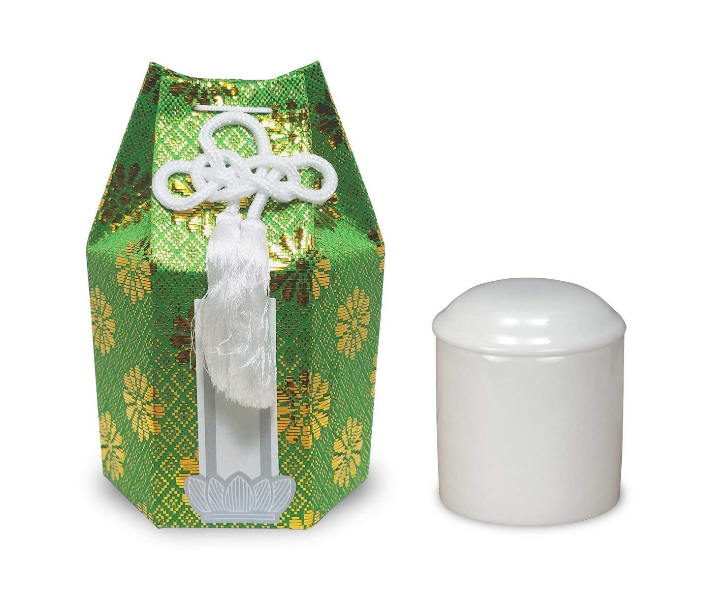 Amazon｜心誠堂 ペット用 ミニ骨壷 2寸 【緑（骨袋+骨壷セット）】 分