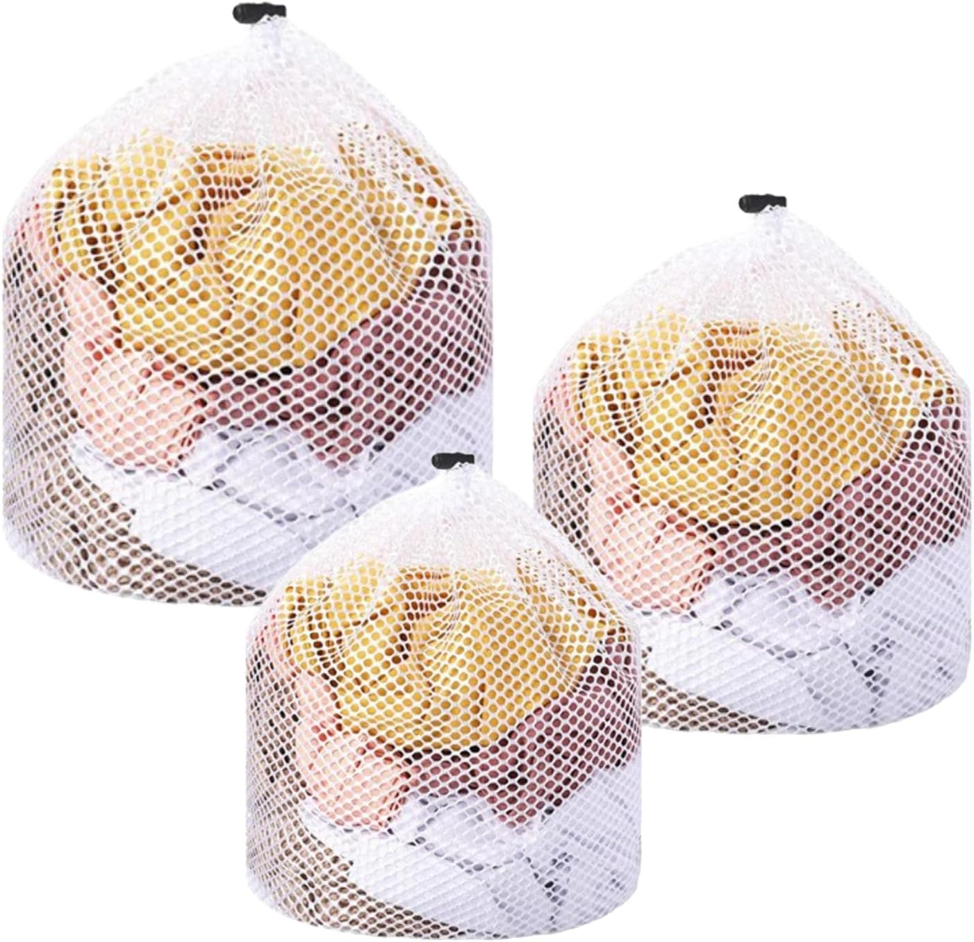 3 Pcs Mesh Laundry Bags for Socks, Drawstring Wash Bags for Delicates, Machine Washable Travel Laundry Organizer, Coarse Mesh 12x16in + 16x20in + 20x24in