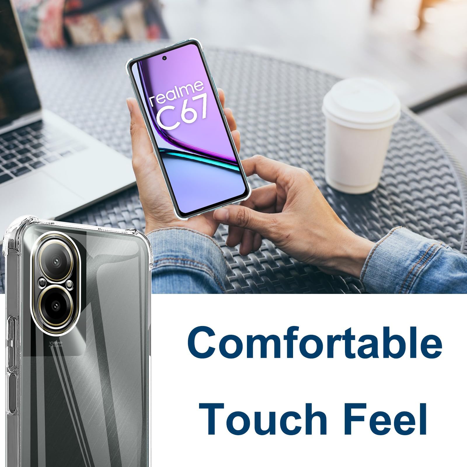 YUXING Cover per Realme C67 4G - Abstact Art Geometry Pattern Antigraffio Vetro Back Cover, Custodia Antiurto Antiscivolo Sottile (Starry Sky
