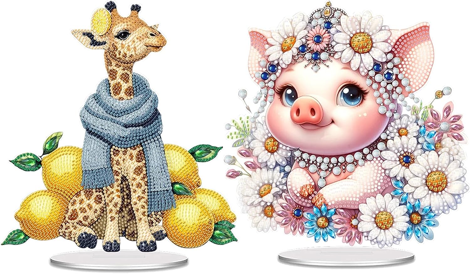 ARTopet 2Pcs DIY Diamond Desktop Ornament Special Shaped Crystal Animal Diamond Art Painting Tabletop Ornaments Single Sided Diamond Home Decor-08