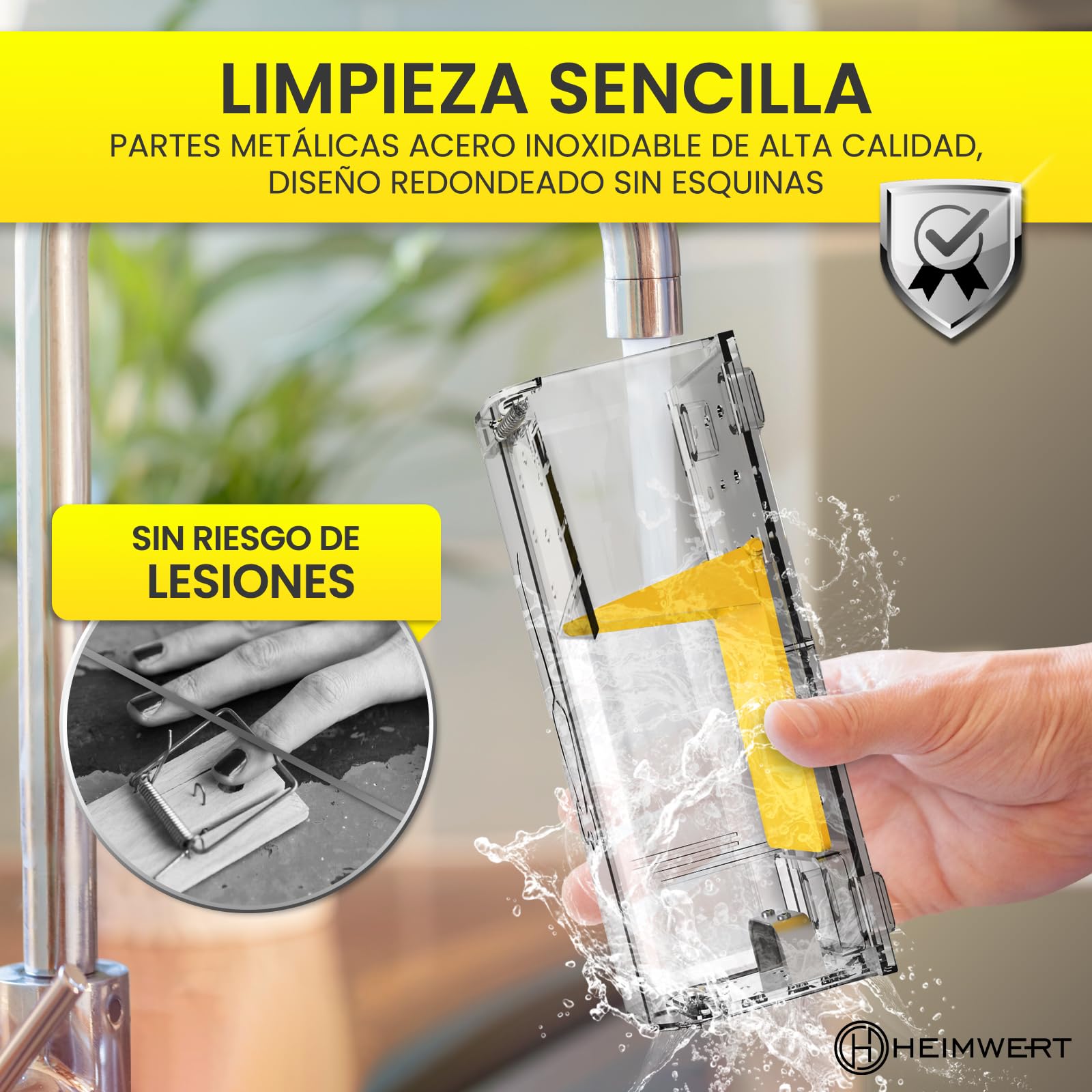 HEINWERT Trampa Para Ratones en Vivo con Depósito de Agua + Caja de Cebo para Ratones + Ventilación. Ratoneras para Ratones con Salida de Liberación Rápida sin Contacto. 2 Juegos de Cepos para Ratones