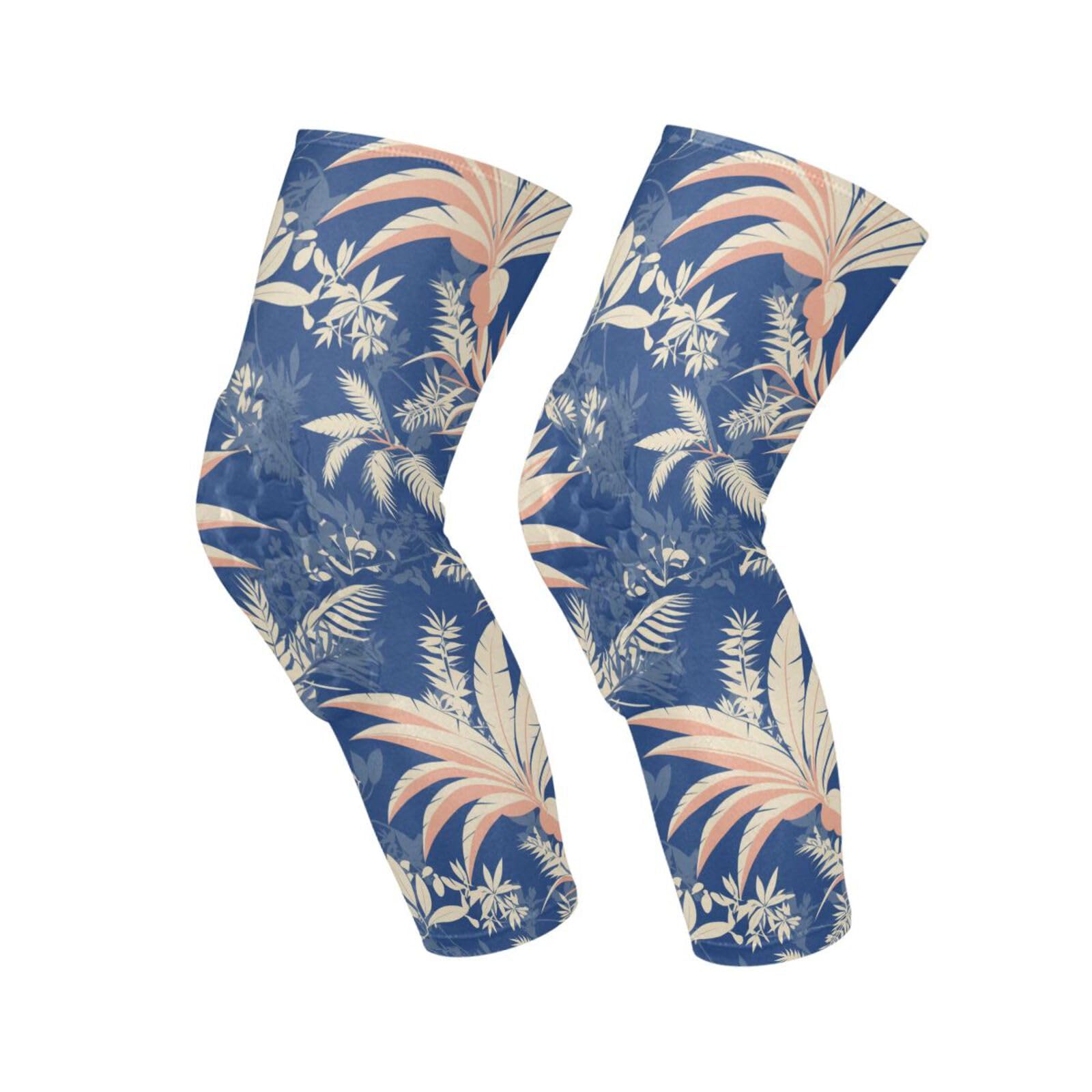 JUNZAN Hawaii Retro Blue Basketball Knee Pads for Youth Kids Wrestling Knee Pads with Sleeves Sport Kneepads for Volleyball Football