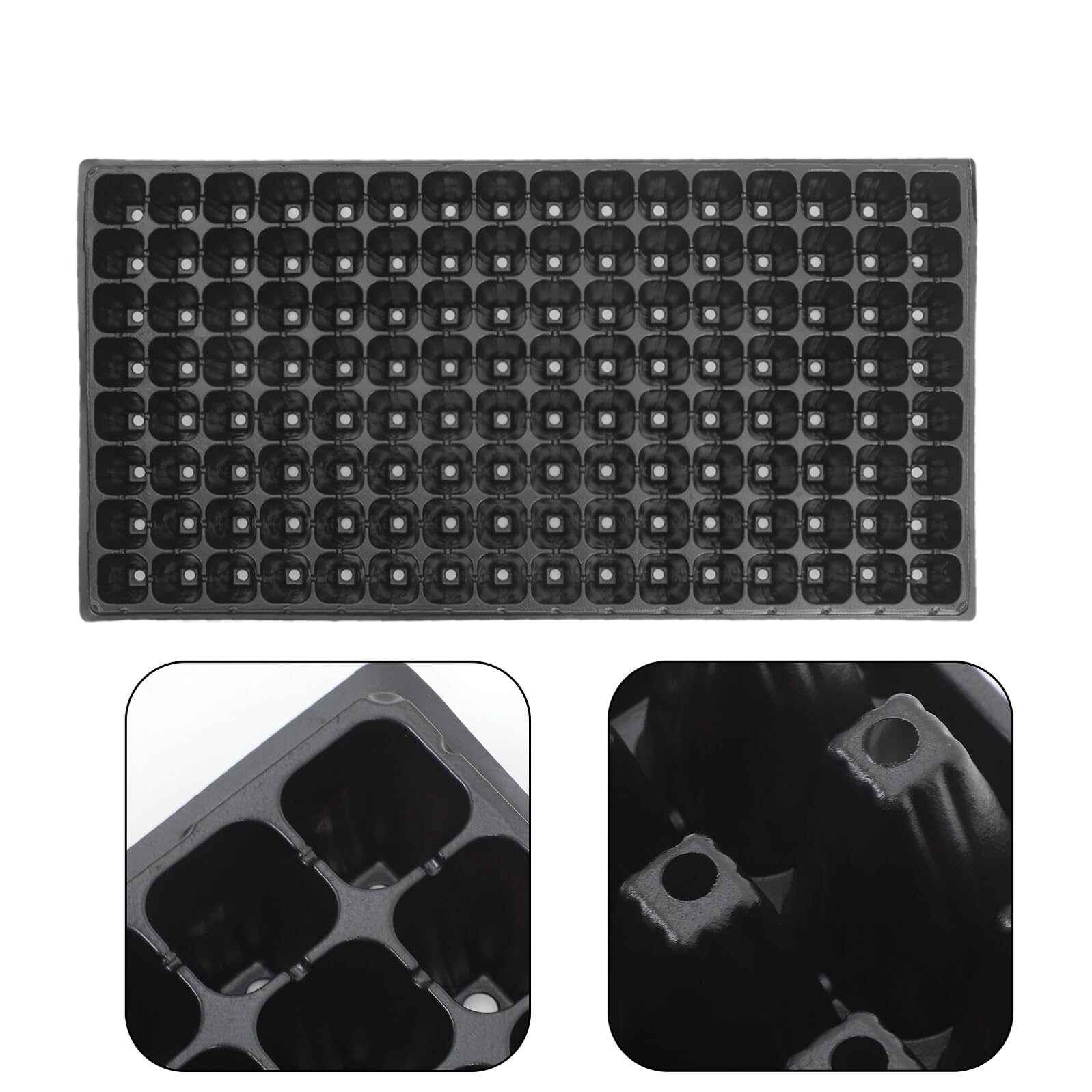 Plateau de Semis Rigide 128 Cellules 10 Pcs en PVC Noir