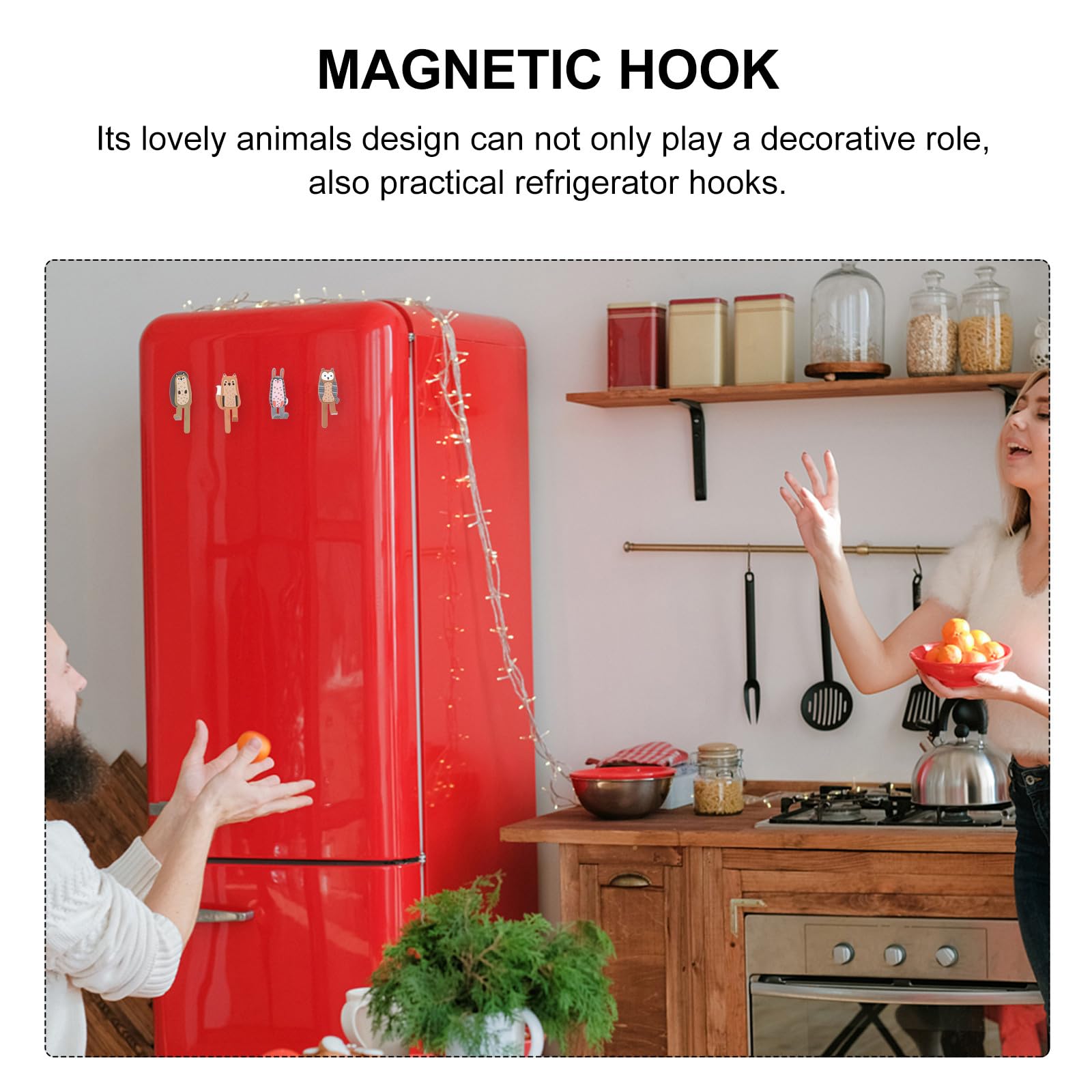 Hemobllo Set 8 Ganci Magnetici a Forma di Animale, Ganci Decorativi per Interni in Gomma e Magnete, Appendioggetti Carini per Cucina e Frigorifero