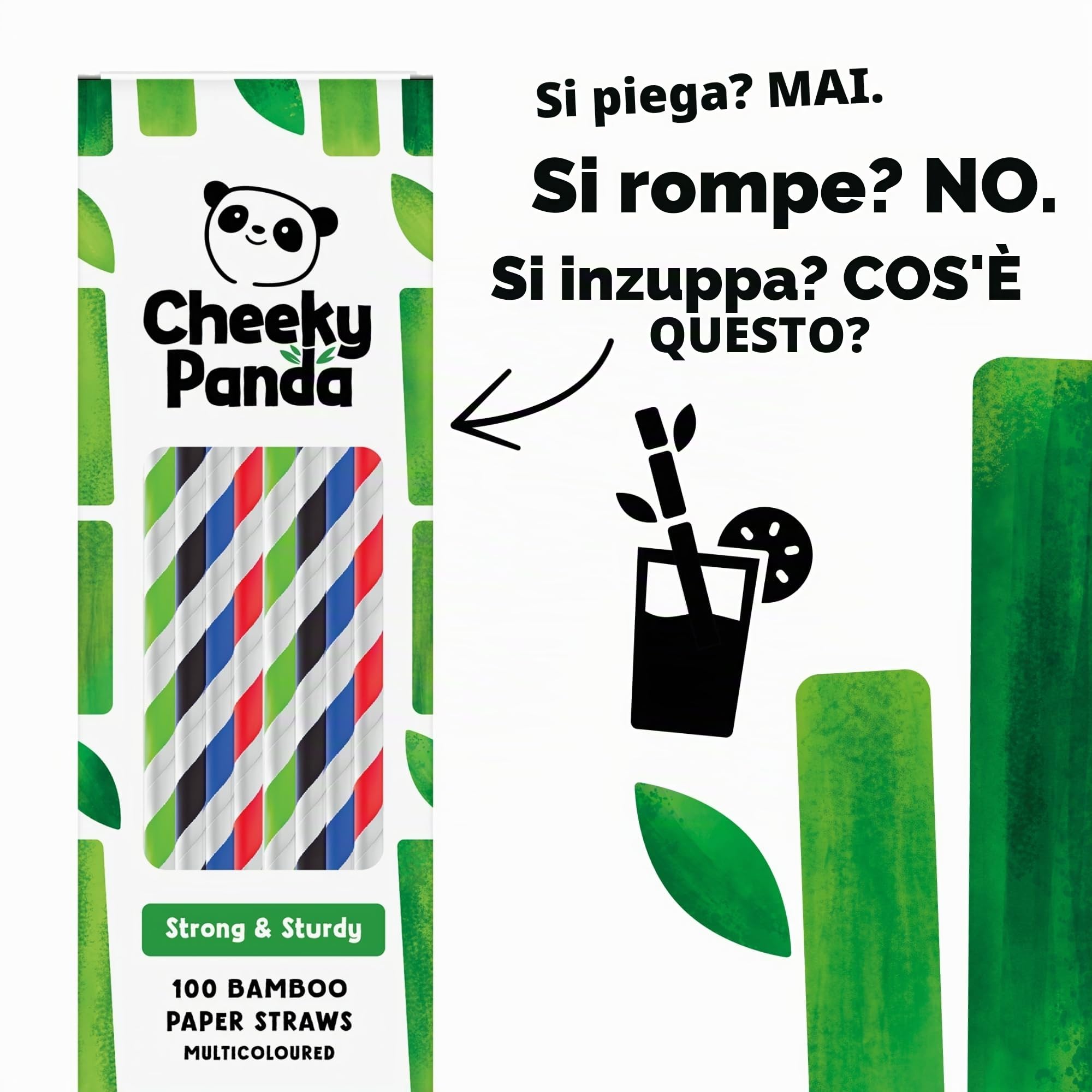 The Cheeky Panda Cannucce Multicolori in Bamboo | 100 Pezzi | 200mm
