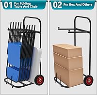 Vista 2 de Silla plegable y carrito de mesa, carrito de almacenamiento de silla de tamaño pequeño con rueda de 5 pulgadas, portátil y buena solución