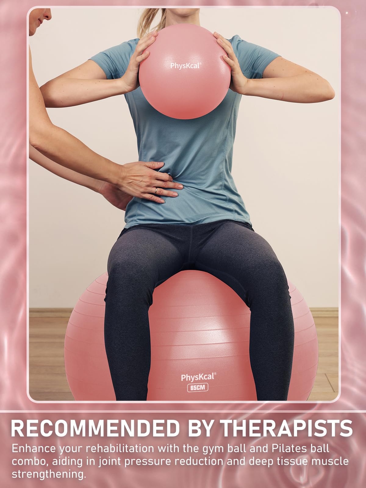 PhysKcal Gymnastikball und 23 cm Pilatesball Set, Anti Burst Gymnastikball, Anti-Rutsch-Sitzball, Balanceball, Yogaball für Zuhause, Fitnessstudio und Büro