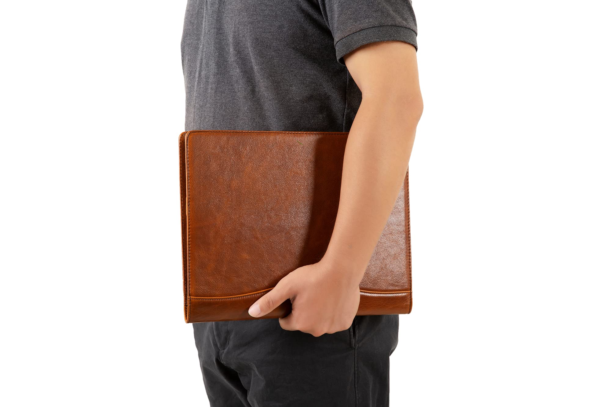 Portapapeles de piel auténtica, carpeta de piel curtida al aceite, portapapeles para mujer, carpeta de portapapeles de negocios para bloc de notas, cuaderno, planificador (marrón, no personalizable)