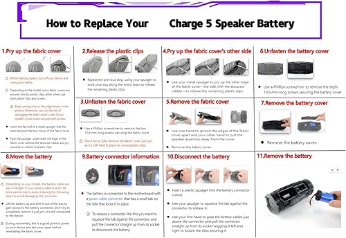 Miniatura 5 de Batería de repuesto de batería de carga de 10000 mAh 5 para altavoz inalámbrico Bluetooth Charge 5, se adapta a parte no GSP-1S3P-CH4A GSP-1S3P-CH40